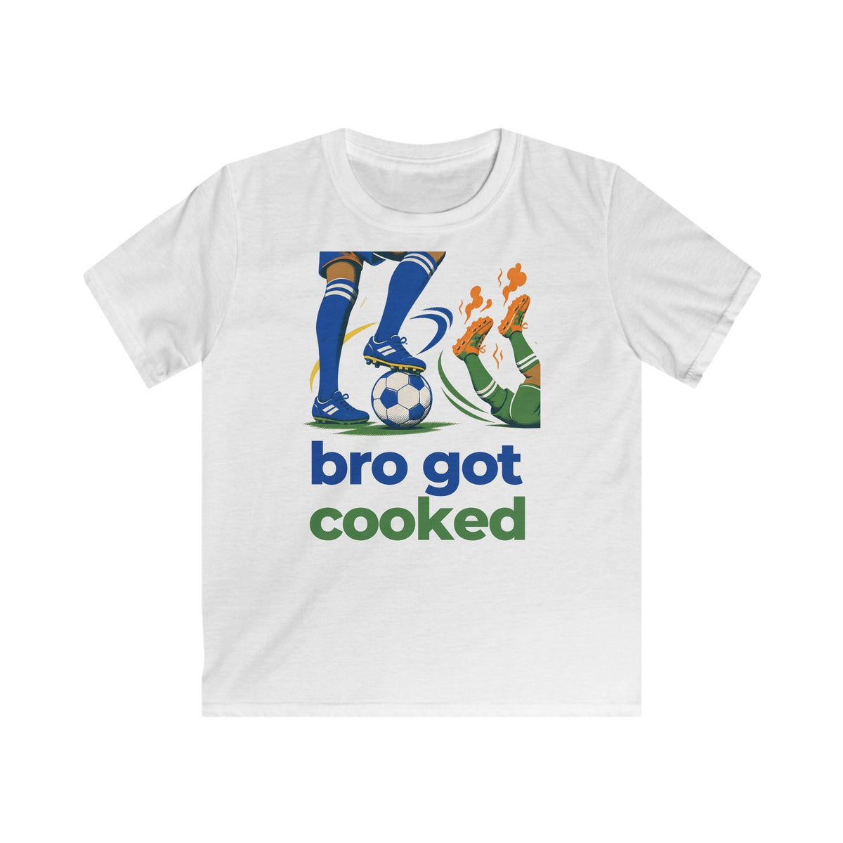 Bro Got Cooked Kids Football T-Shirt – Goal Celebration Tee