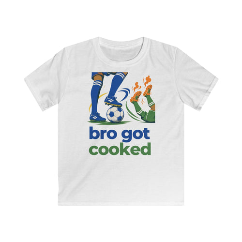 Bro Got Cooked Kids Football T-Shirt – Goal Celebration Tee