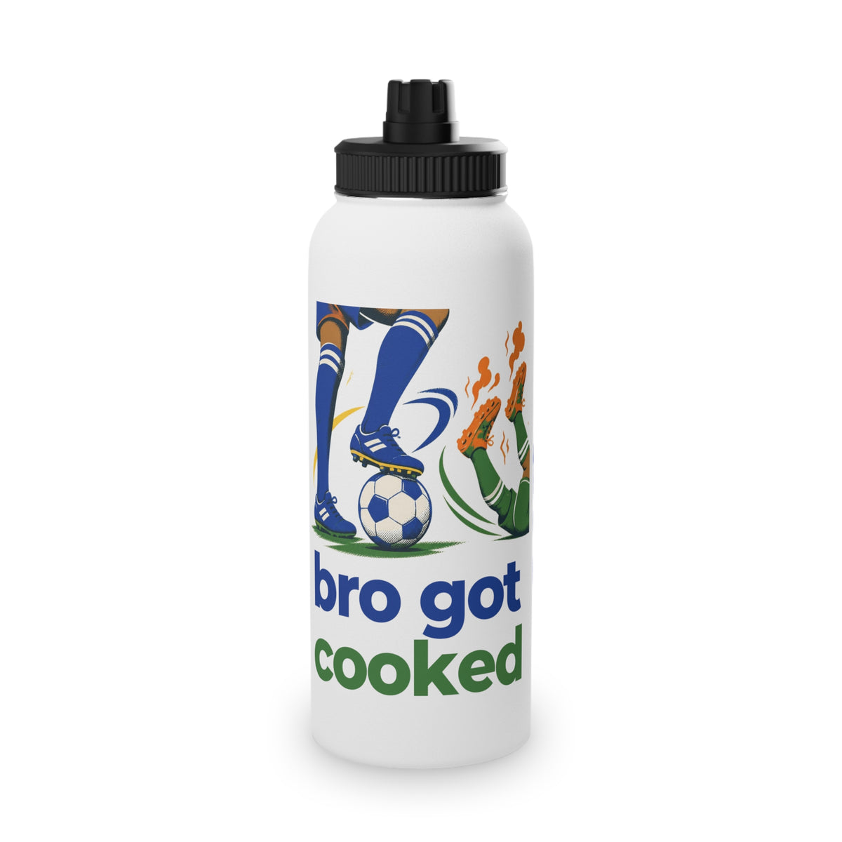 Bro Got Cooked Personalised Kids Water Bottle – Stainless Steel Football Bottle