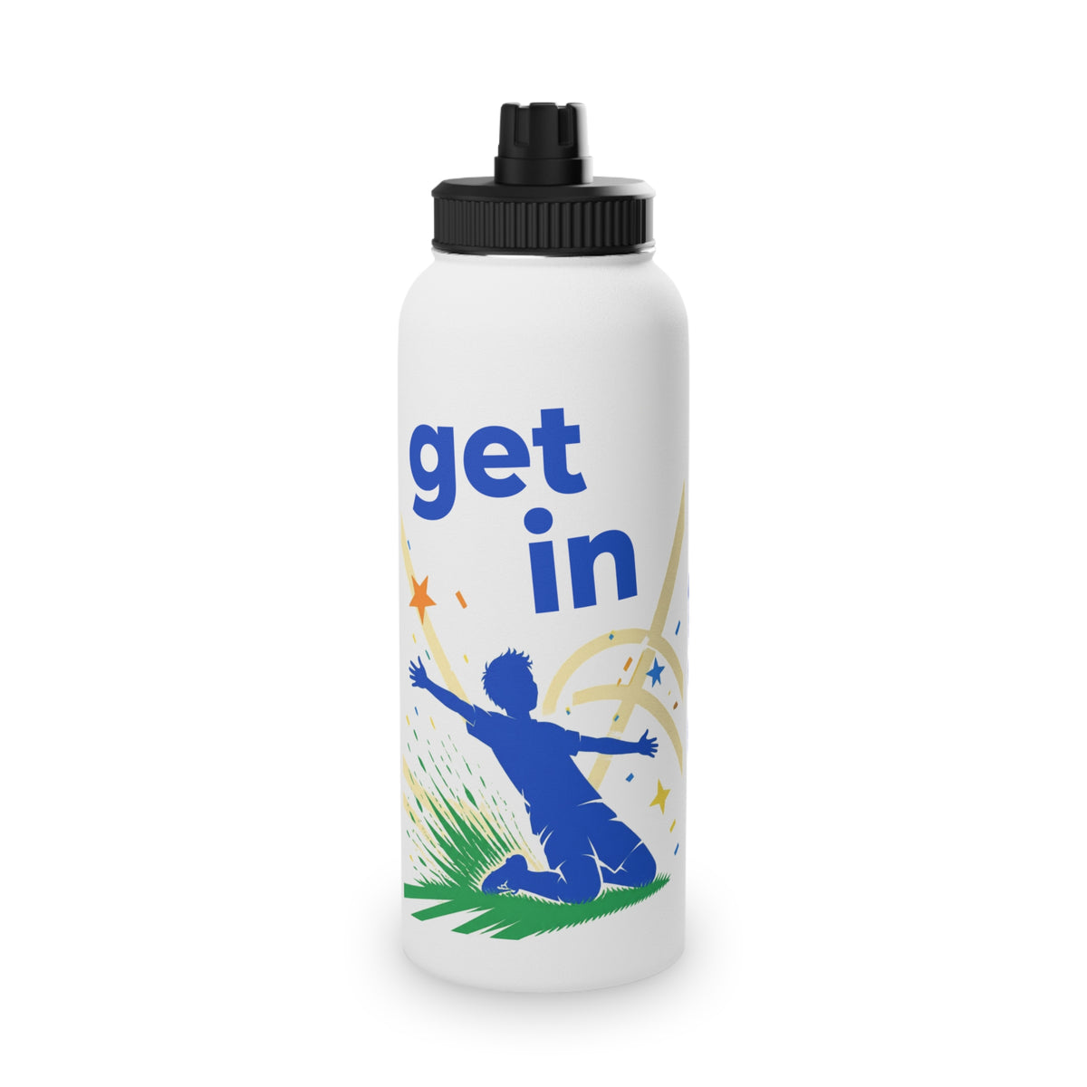 Get In! Personalised Kids Water Bottle – Stainless Steel Football Bottle