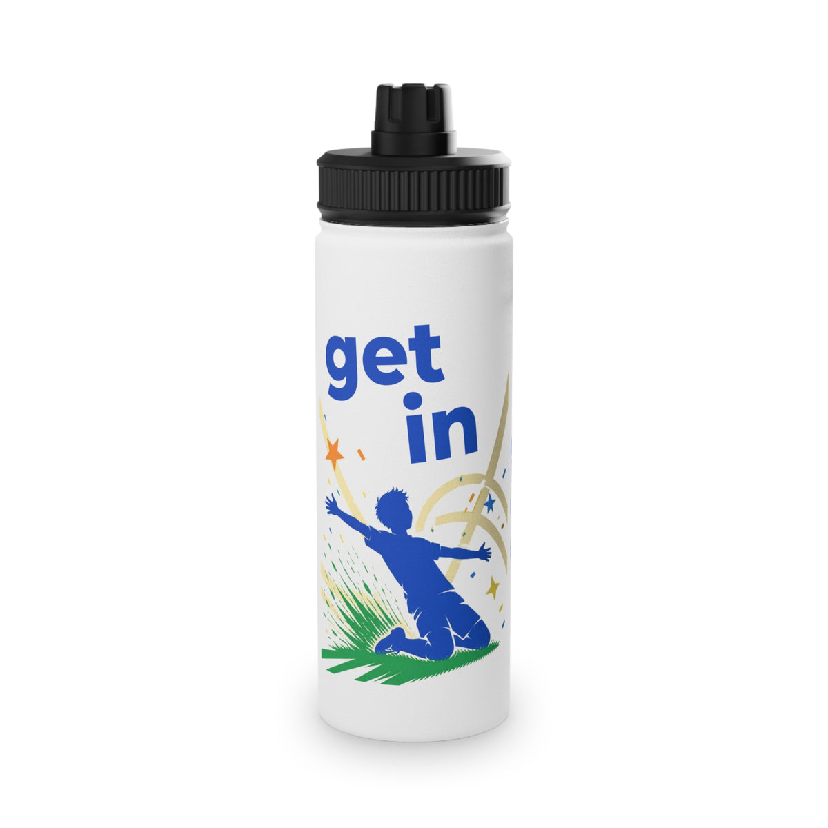 Get In! Personalised Kids Water Bottle – Stainless Steel Football Bottle